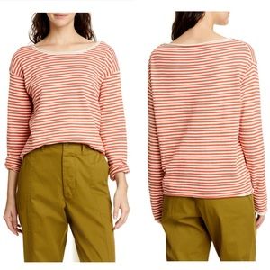 Alex Mill Roll Neck Stripe Sweater In Natural Red